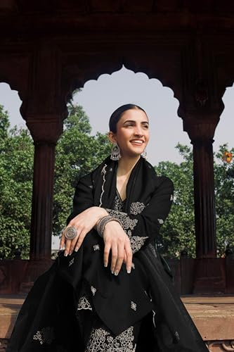 Image of Royal Export Women's Viscose Silk Floral Embroidered Straight Kurta Pant with Dupatta