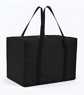 Kuber Industries Nylon Under Bed Organizer Storage Bag for Clothes,Toys and Stationery Foldable Garment Organizer for Wardrobe with Zipper & Handle Closet Storage Bag Black