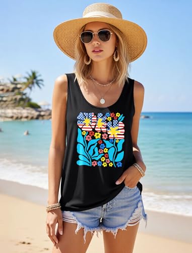 GUNEST 4th of July Tank Tops for Women American Flag Sleeveless Tunic Shirt — view 4