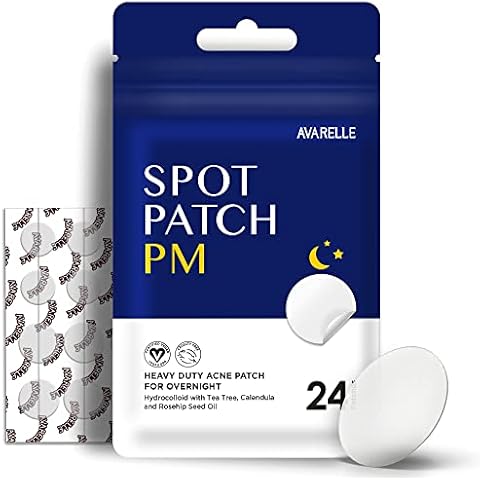 Avarelle Pickel-Abdeckpflaster PM (24 Stück) Dicke Hydrokolloid-Fleckenabdeckung mit Teebaumöl und Ringelblumenöl, vegan (PM Nacht) Cover
