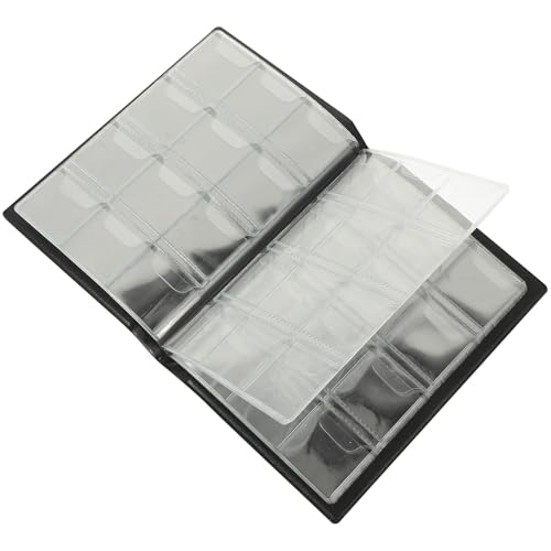 HAKIDZEL Álbum Organizador de Colección de Monedas 120 Compartimentos, Diseño Transparente, Cuero Pu Negro, Estuche para Coleccionistas