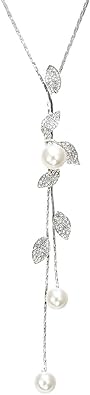 Y-Shaped Necklace Bohemian Crystal Pearl Flower Leaf Dangle Long Necklace Fashion Elegant Tassel Sweater Chain Women Jewelry