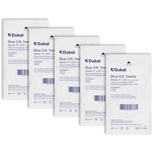 Dukal Sterile Operating Room Towels – 17" x 27", Blue, 4 Towels/Pack, (5 Pack - 20 Total) – Absorbent, Lint-Free Surgical Towels for Medical Use miniatura 1