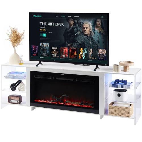 VECELO Fireplace TV Stand for Televisions up to 75