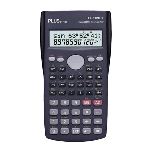 Plus Office FX-82 Plus Calculatrice Scientifique pour ingénieurs et étudiants Affichage 2 Lignes (10+2 Chiffres) Fonctions hyperboliques et trigonométriques Noir