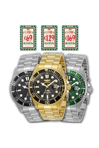 Invicta-Stainless-Steel-Pro-Diver-Analog-Black-Dial-Watch-for-Men-30018-Silver-Band