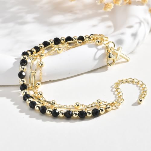 Cross Bracelet for Women, 3-Layer Crystal Bracelet with Paperclip Chain 4.79 + 70% Off Code CQBUEQ7F - image 6