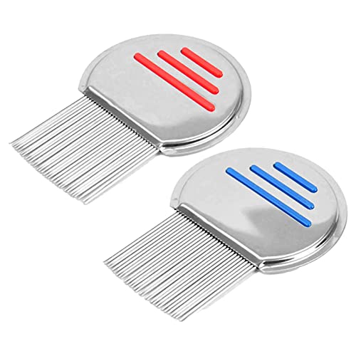 Pack de 2 Peine para Piojos, Peine para eliminar Piojos y Liendres,Fácil Uso Peine de metal con puntas redondas para evitar daños y tirones