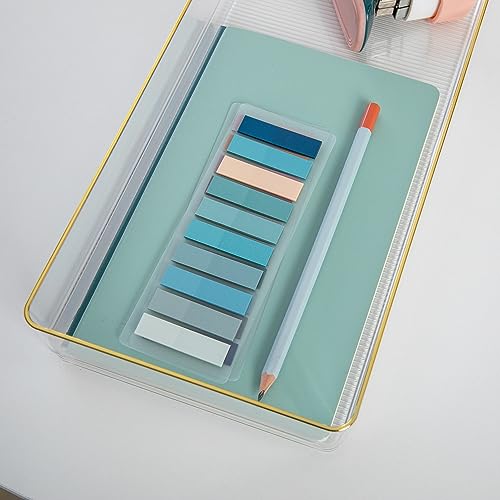 Martha Stewart Kerry Plastic Stackable Office Desk Drawer Organizers, 15" x 6", 2 Pack, with Gold Trim by Martha Stewart - Image 4