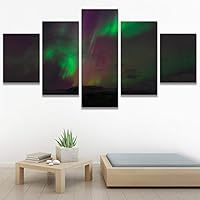 SIGNWIN 5 Panel Canvas Wall Art Astronomy & Space Contemporary Cosmic Dramatic Green Group Photography Realism Ultra for Home Decorations Ready to Hang - 60