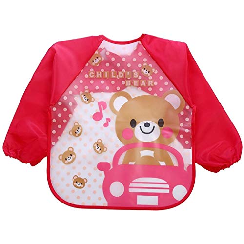 Uzinb Belle Bavoirs bébé Manches Longues bébé imperméable Alimentation Smock Enfants en Plastique Salopette Bib Enfant en Bas âge écharpe