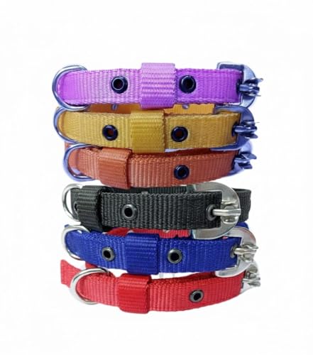 Image of Soft Padded Dog Collar for Small, Medium & Large Dogs - Adjustable Comfort Belt, Durable Nylon with Gentle Cushioning, No-Choke Design for Daily Walks & Training (Multicolor - 7.5 Inches)