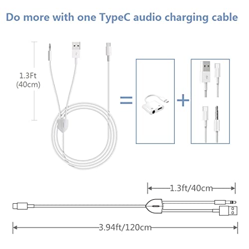 2In1 Type C To 3.5Mm Audio Charging Cable Compatible With Google Pixel 4/4Xl, Samsung Galaxy S20/S20 And Otherphone With Type C Port, Works With Car Stereo, Speaker, Headphone While Charge Phone #TOP6