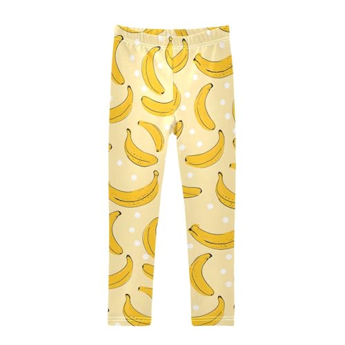 ALAZA Girls' Leggings Children's Yoga Pants Skinny Printed Dance Yellow Bananas Dots Comfortable 4T
