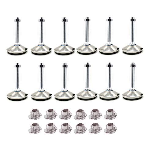 Drenky 12 patas para muebles, muebles medianos con rosca macho, patas niveladoras con tuercas en T y tuercas, base de plástico antideslizante para patas de muebles de madera (M8x50mm)