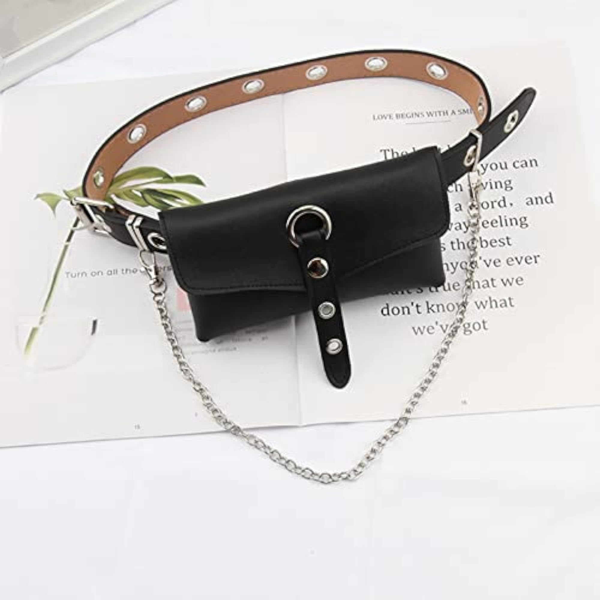 Gothic Women PU Leather Mini Waist Pouch