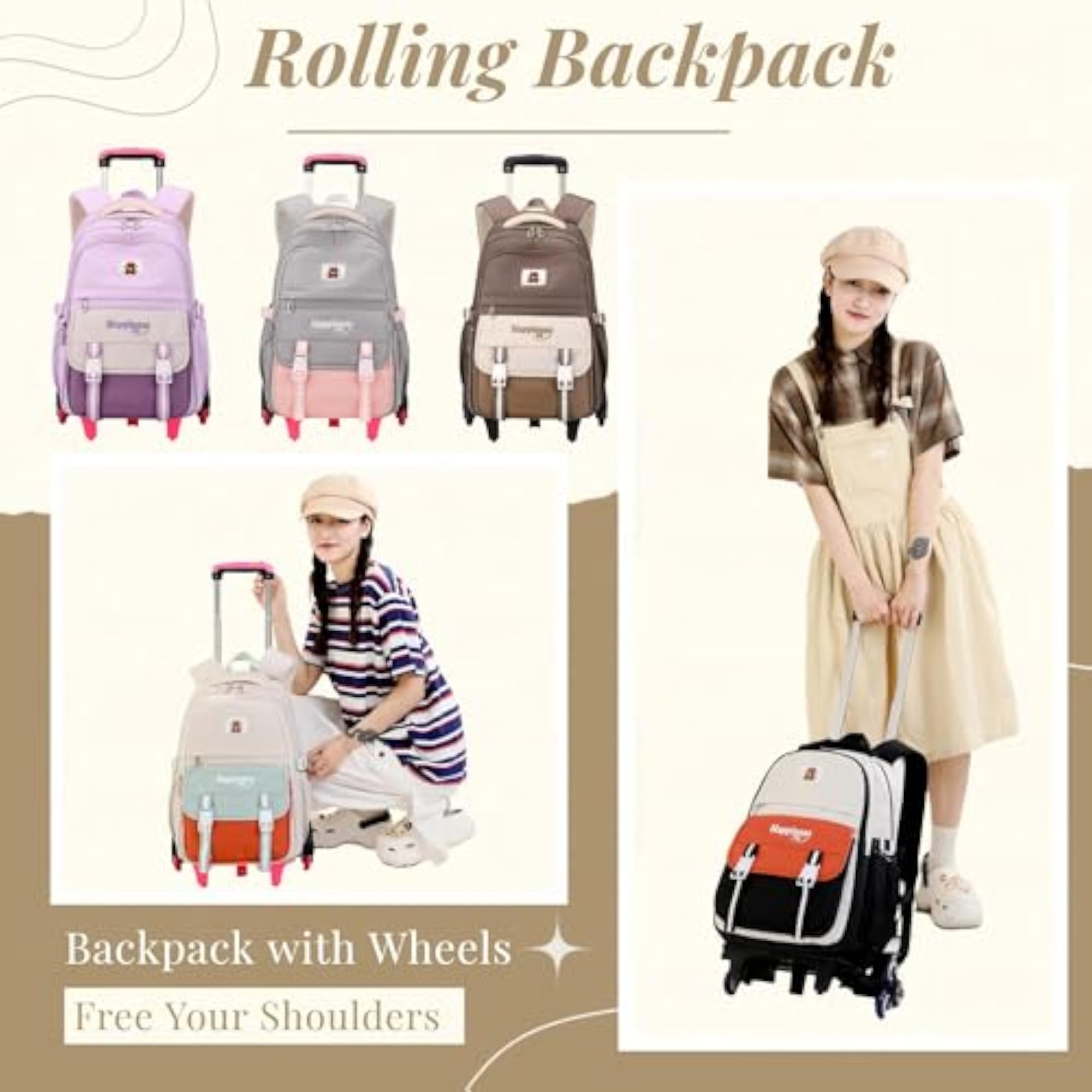 Kids' Rolling Backpack for School