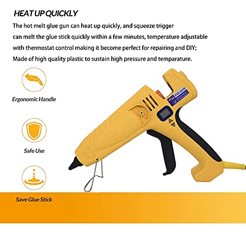 Professional Full Size Hot Glue Gun 500-Watt High Temp Industrial Heavy Duty Glue Guns Temperature Adjustable With Led Digital Display Gift 3 Gun Tips & 0.43" Glue Sticks #TOP7