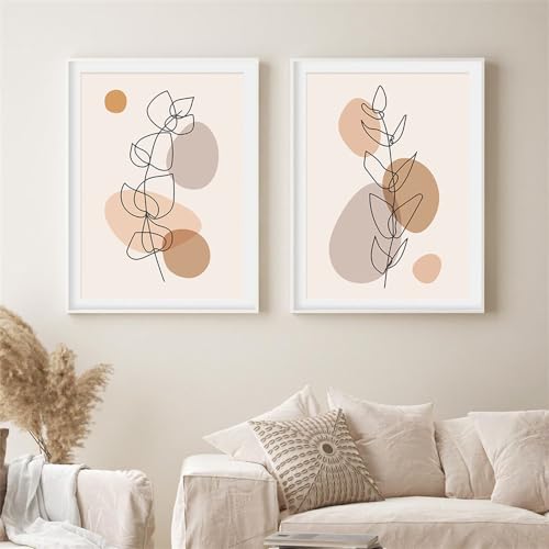 Pósteres abstractos de hojas para transformar el ambiente de tu dormitorio con elegancia natural 3