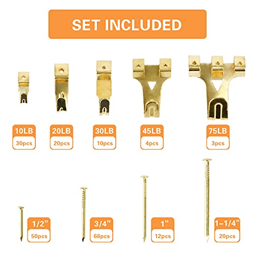 Hongway 276Pcs Picture Hanging Kit, Picture Hanger Assortment, Heavy Duty Frame Hooks With Nails, Hanging Wire, Screw Eyes, D Ring And Sawtooth Hardware For Frames Mounting #TOP2