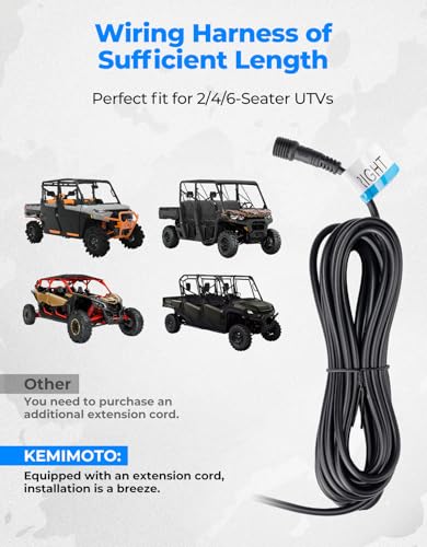 Image of KEMIMOTO UTV Turn Signal Kit with 4 Amber Light and 2 Red Light | Pre-Wired, Plug and Play, with Rocker Switch, UTV Street Legal Kit Compatible with Polaris, Can-Am