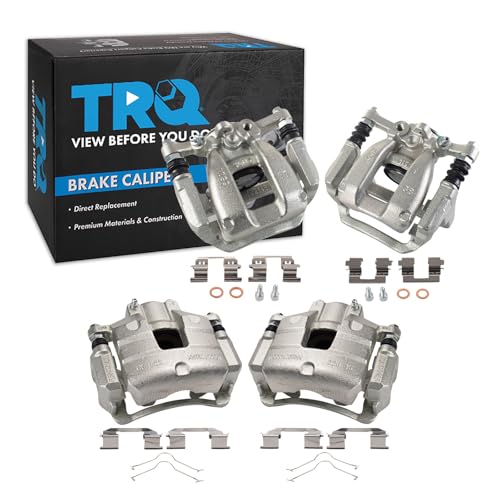 Image of TRQ Front and Rear Brake Caliper Set Zinc Coated Brackets Hardware Compatible with 2017-2019 Buick LaCrosse 2016-2018 Chevrolet Malibu 2018-2020 Equinox 2018-2020 GMC Terrain