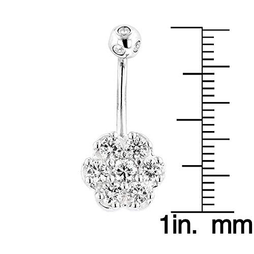Ladies Rings: Flower Round Diamond Belly Button 0.79Ctw In 14K Gold (White Gold) #TOP2