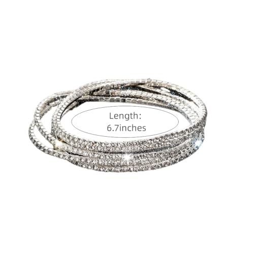 DATOA 10Pcs Sparkling Rhinestone Stretch Tennis Bracelets Set Fashion Stackable Crystal Elastic Bracelet Shining Wedding Party Jewelry3