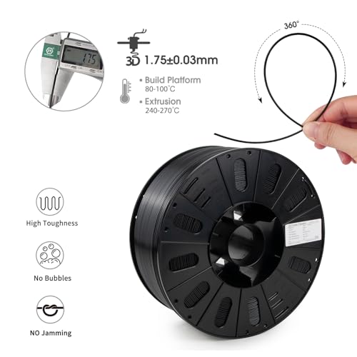 Image of iSANMATE ASA Filament 1.75mm Black 3KG, UV & Weather Resistant 3D Printer Filament Perfect for Outdoor Functional Parts, Dimensional Accuracy + /- 0.02mm, 3kg Spool