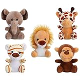 Gadpiparty 5 Uds Mini Llaveros De Animales De La Selva De Peluche Juguetes Lindo Mono De Peluche Elefante León Tigre Ciervos Juguetes Animales De La Selva De Peluche Llavero De Juguete
