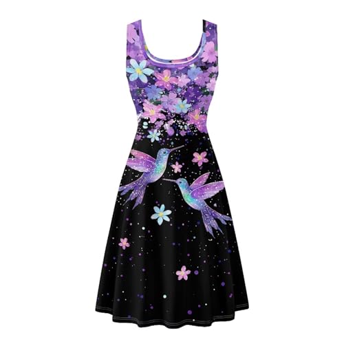 Image of Women Stylish Tank Dresses Sleeveless Round Neck Midi Casual Dress with Pocket for Summer