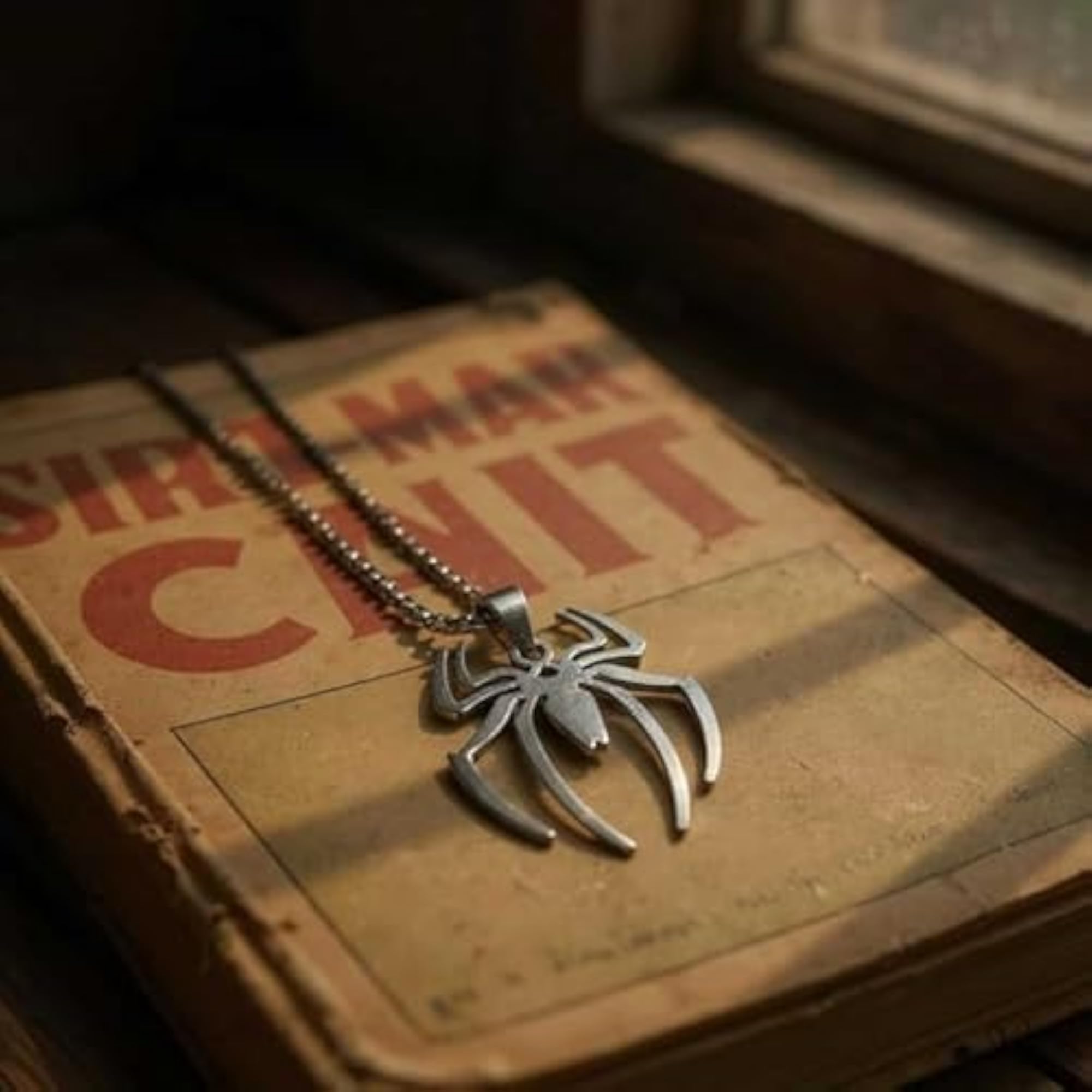 Men's Anti-Tarnish Spider Pendant Necklace, Stylish Gift