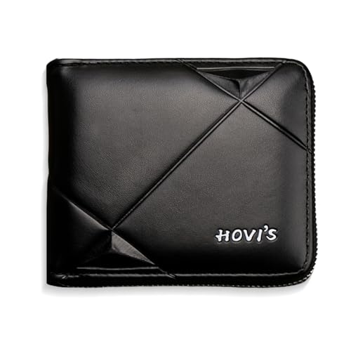 RFID Blocking Slim Wallet for Men & Women | Compact Zip Around Travel Wallet with Card Slots & ID Window | Secure Bifold Leather Mini Front Pocket Wallet for Daily Use (Black)