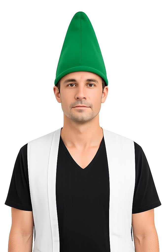 The Dragons Den Adults Plain Coloured Garden Gnome Pointy Hat Fancy Dress Headwear [Green]
