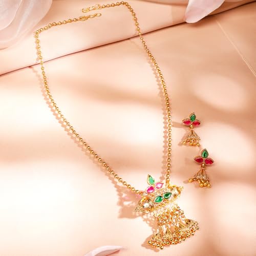 Image of Rubans Necklace Set Gold Plated Traditional Stylish Jewellery Gift for Women & Girls