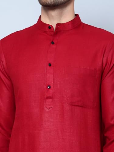 Image of LATEST CHIKAN Men's Cotton Blend Regular Solid Kurta Pyjama Set - Casual Ethnic Set