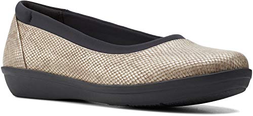 Clarks Clarks womens Ayla Low Ballet Flat, Taupe Snake Print Synthetic, 5 US