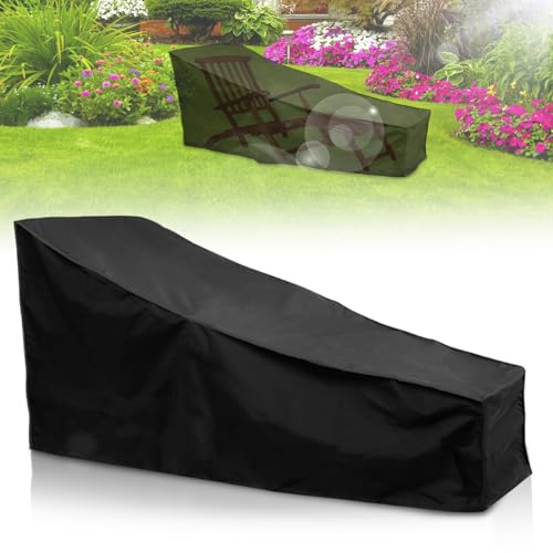 GOMETY Gartenliege Abdeckung Wetterfest, Schutzhülle für Liegestuhl 210x75x80/40cm, 210D Oxford Gewebe Wasserdicht Winddicht Staubdicht UV-beständig Abdeckplane für Sonnenliege Loungeliege