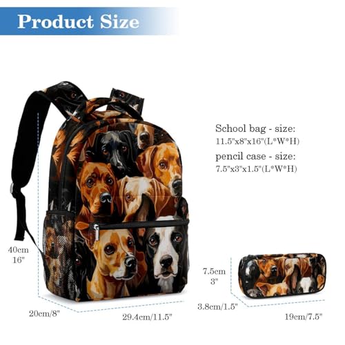 Sac à dos imprimé chiens mignons pour l'école et les sorties du weekend - 2