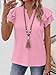 ANRABESS Womens Tops Dressy Casual Ruffle Short Sleeve V Neck Blouses Summer Button Down Business Work Elegant Shirts Light Pink X-Large