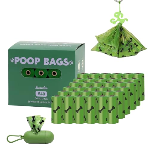 Image of HZDHCLH Poop Bags for Dogs Leak Proof Extra Thick Dog Poop Bags, Green Bones 36 Rolls 9 inch x 13 inch Lavender Scented Pet Waste Bag, 540 Count