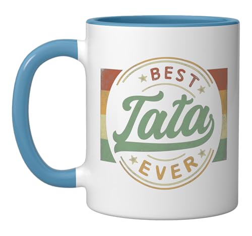 Best Tata Ever Emblem Father's Day Tata Gifts Grandpa Ceramic Mug, Blue/White
