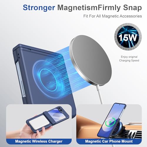 Coque Samsung Z Flip6 magnétique en silicone bleu avec protège-charnière