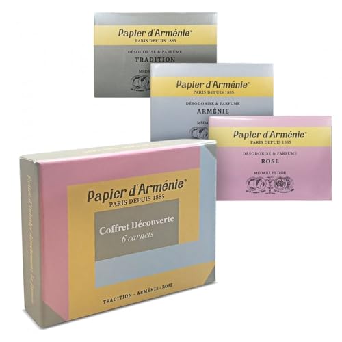 Papier dArmnie Discovery Set 6 Notebooks Included: 2 Tradition 2 Armenia 2 Rose Individually Wrapped Home Fragrance Papers