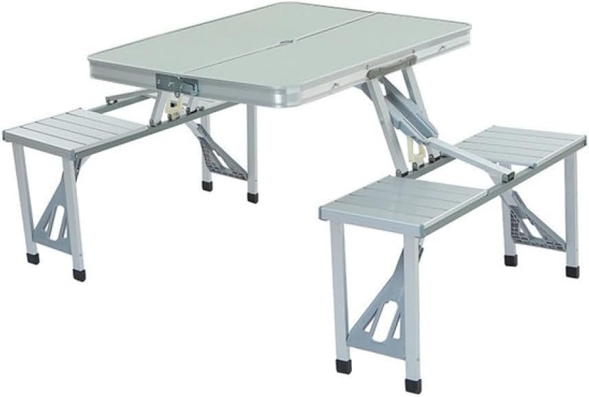 Mesa Y Silla Plegables para Acampar Al Aire Libre Una Mesa Cuatro Sillas Aleación De Aluminio Conectadas Mesa De Picnic Plegable Portátil Simple, Green