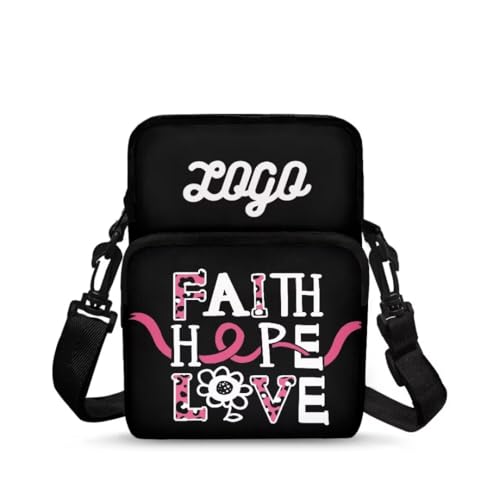 Image of Crossbody Bag for Women Sling Purse Pink Ribbon Cell Phone Holder with Straps