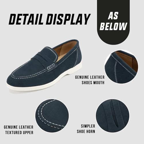 Image of Meijiana Men's Genuine Leather Loafers Slip-On Moccasins Suede Dress Shoes, Lightweight and Breathable with Rubber Sole Stylish Mens Loafers