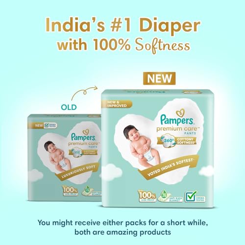 Image of Pampers Premium Care Pant Style Baby Diapers, Small (S), 26 Count, 4-8 kg, All-in-1 with 360 Cottony Softness Diapers (Pack of 2)