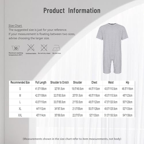 Grenouillère pour personne âgée pyjama combinaison sanitaire rayé - 6