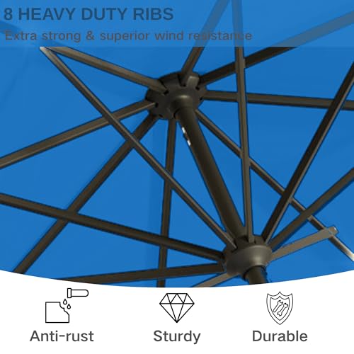 Image of 9' Solar LED Patio Umbrella with Tilt & Crank|8 Sturdy Ribs,UV Protection,Outdoor Market Table Umbrella for Deck,Lawn,Pool,Backyard(Royal blue)
